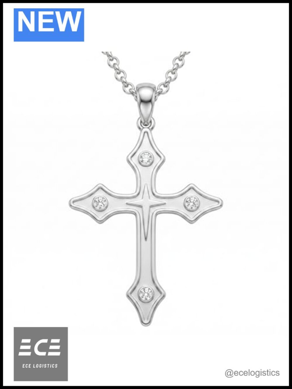 S925 Sterling Silver Lab Grown Diamond Cross Necklace for Women Jewelry Gift